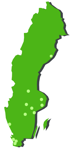 En karta över Sverige, med våra lokalföreningar utmarkerade